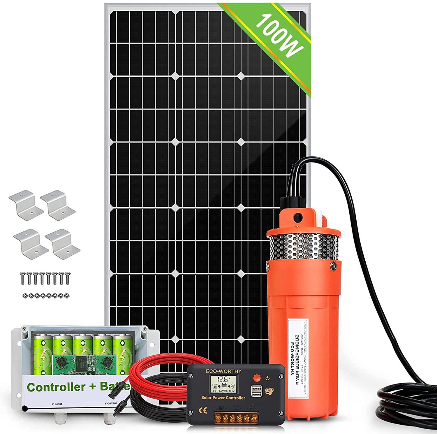ECO-WORTHY Solar Well Pump Kit with Battery Backup, 12V Solar Water Pump +  100W Solar Panel Kit + 8Ah Battery for Well, Irrigation, Filling Water  Tank-DELIVERY IN 3 PARCELS – doxsap